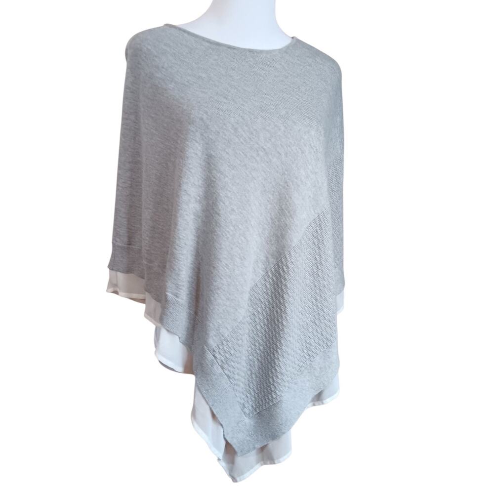 THE LIMITED Sweater Poncho Medium/Large Gray Asymmetric Retro Boho Classic Layer